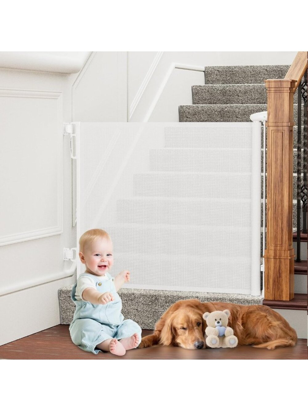 Retractable Baby Gate for Stairs & Doorways - Indoor/Outdoor Safety Barrier